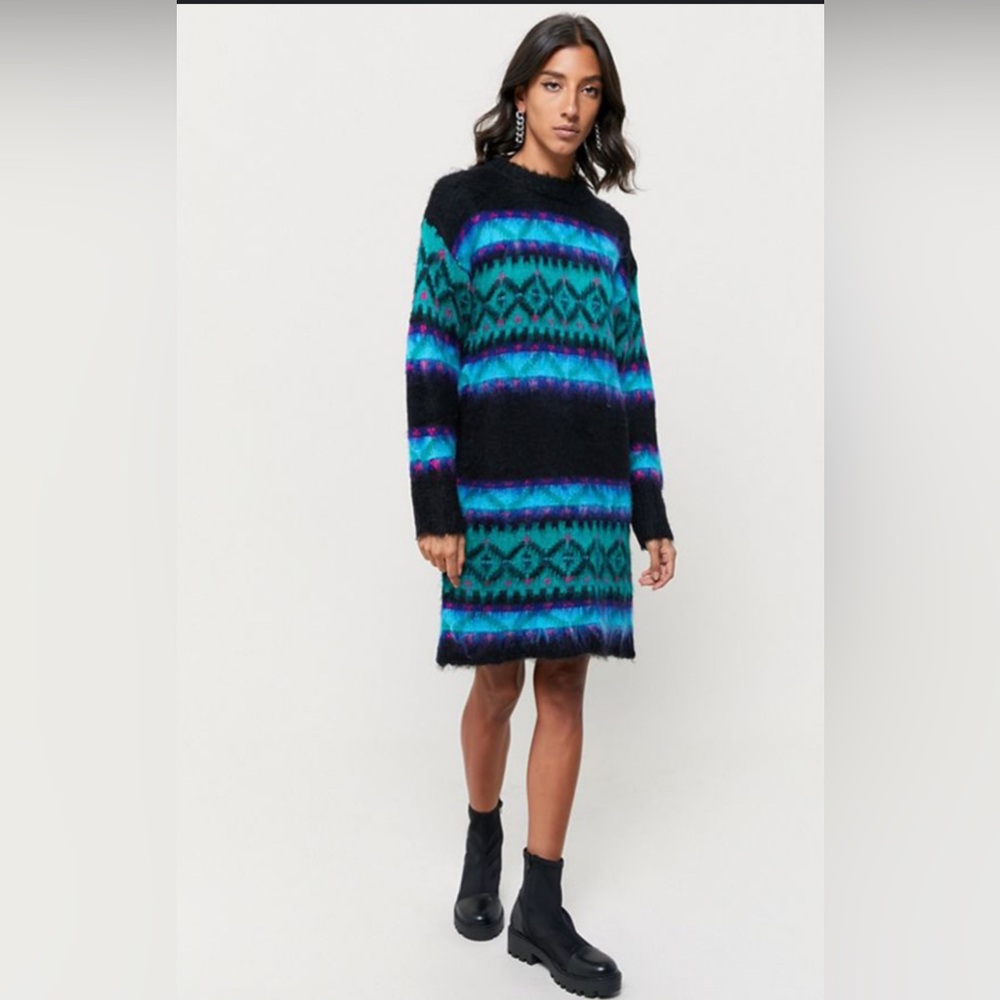 Urban Outfitters Vibrant Knit Long Sleeve Dress